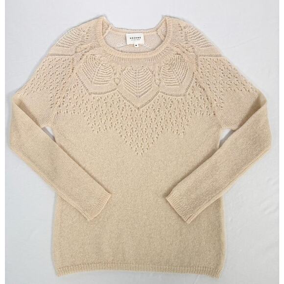Women's Sezane Wool Mohair Knit Pullover Sweater Ivory Size M Dreamy Feminine - Picture 5 of 9